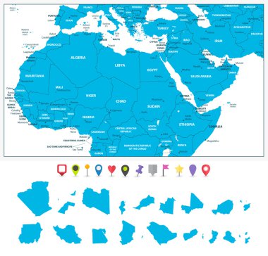 Kuzey Afrika ve orta son derece detaylı siyasi Haritası 