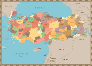 Türkiye vintage renk Haritası