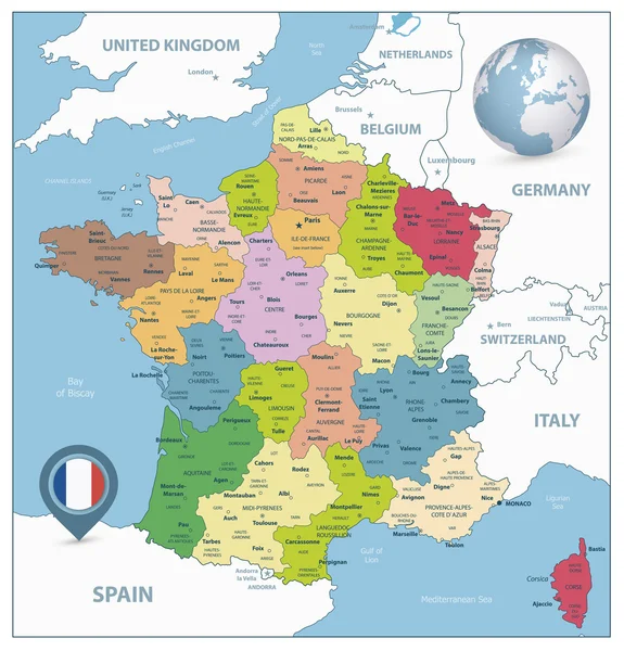 法国 2 行政区划地图 — 图库矢量图片