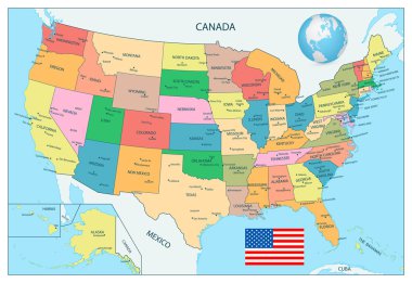 ABD son derece ayrıntılı siyasi Haritası