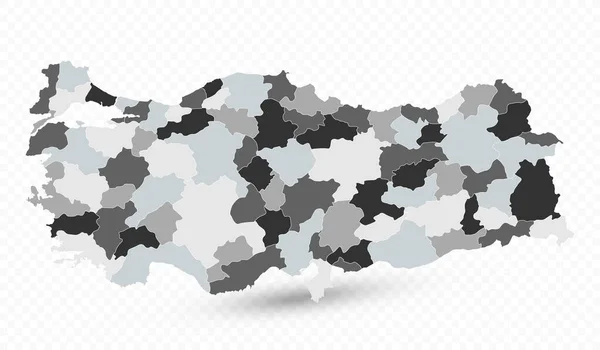 Správní Divize Mapa Turecka Vysoce Detailní Vektorová Ilustrace Mapy — Stockový vektor
