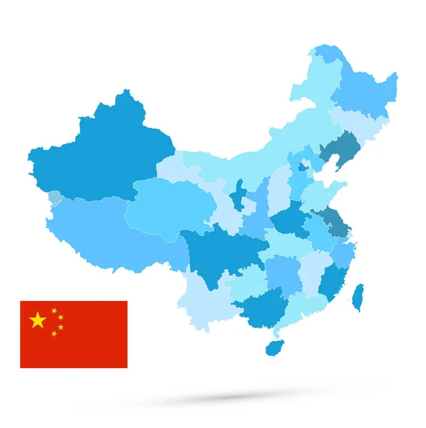 Niebieska Mapa Administracyjna Chin Żadnego Smsa Ilustracja Wektora — Wektor stockowy