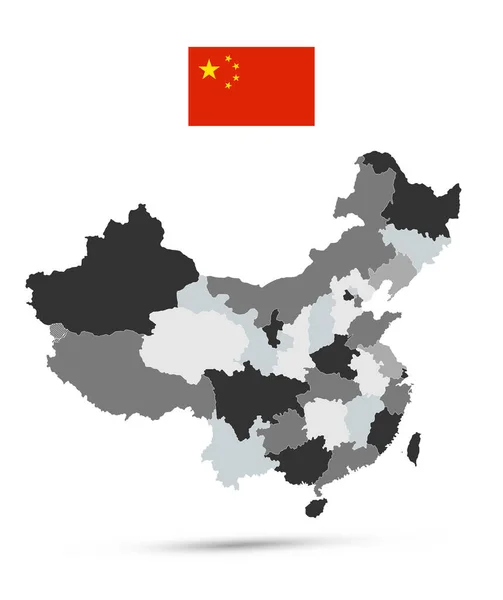 中国行政区划图 高度详细的地图矢量图解 — 图库矢量图片