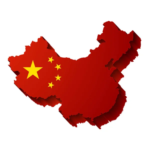 Карта Китая Национальным Флагом Векторная Иллюстрация — стоковый вектор