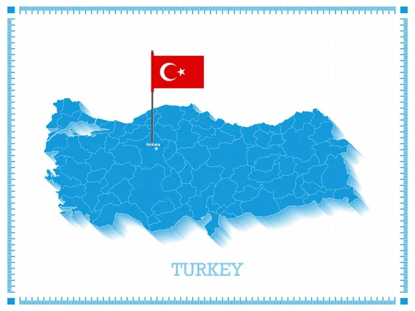 Turkey Map Turkish Flag Pin Icon — Vector de stock
