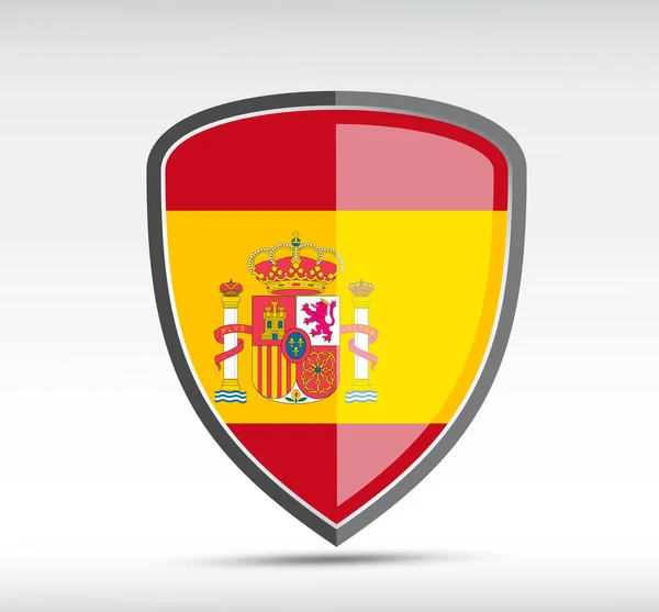 Schild Pictogram Met Vlag Van Spanje Land Grijze Achtergrond Vectorillustratie — Stockvector