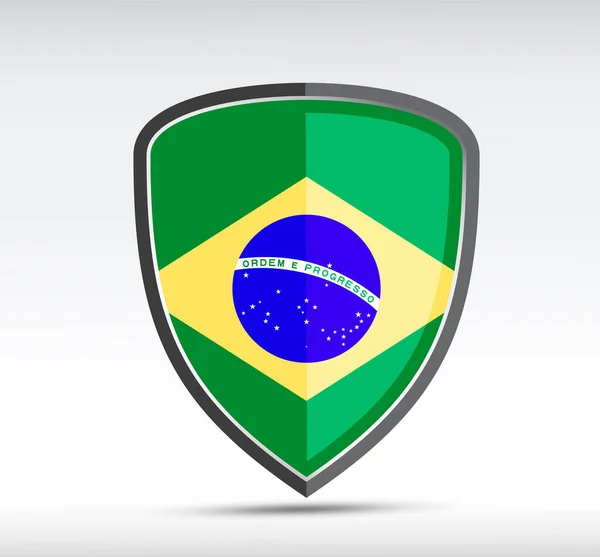 Icono Del Escudo Con Bandera Del Estado Brasil País Bacground — Archivo Imágenes Vectoriales