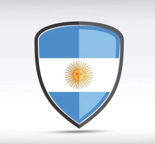 Icono Del Escudo Con Bandera Del Estado Argentina País Bacground — Vector de stock