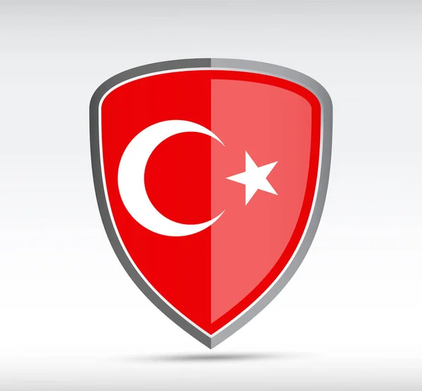 Icono Del Escudo Con Bandera Del Estado Turquía País Bacground — Vector de stock