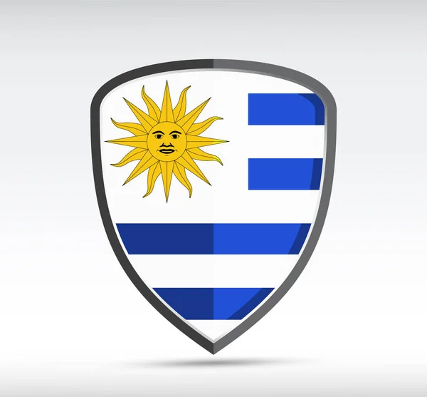Значок Щита Государственным Флагом Уругвая Серой Пашне Векторная Иллюстрация — стоковый вектор