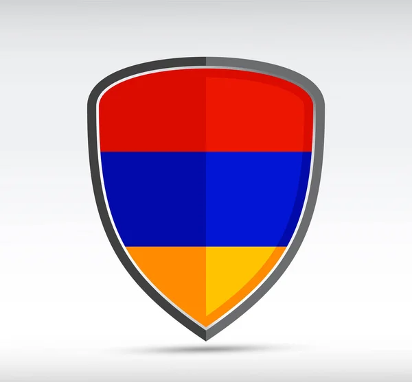 Shield Icoon Met Staatsvlag Van Armenië Land Grijze Achtergrond Vectorillustratie — Stockvector