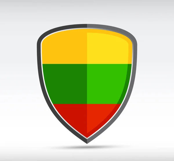 Ícone Escudo Com Bandeira Estado Lituânia País Bacground Cinza Ilustração — Vetor de Stock