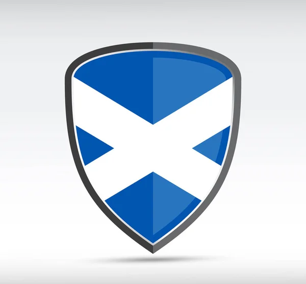 Icono Del Escudo Con Bandera Del Estado Escocia País Bacground — Vector de stock