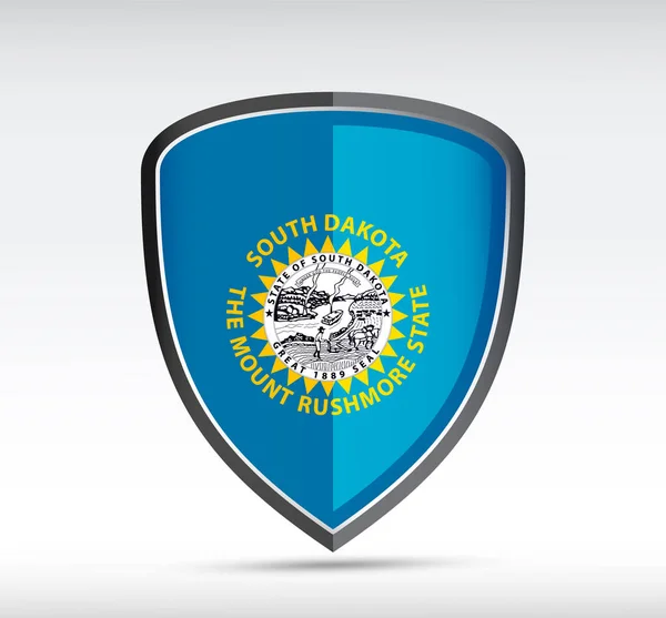 Icono Del Escudo Con Bandera Del Estado Dakota Del Sur — Vector de stock