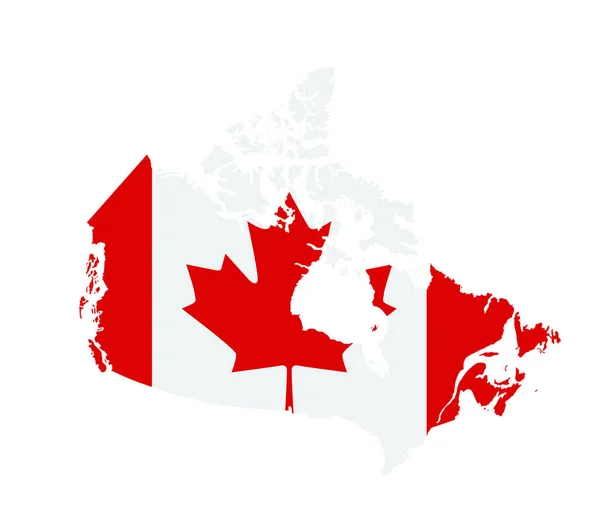 Mapa Bandeira Canadá Isolado Branco Ilustração Vetorial Altamente Detalhada — Vetor de Stock