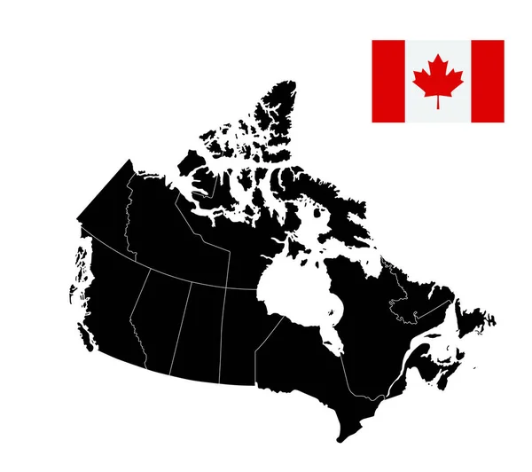 Canada Map Black Color Highly Detailed Vector Illustration — Stok Vektör