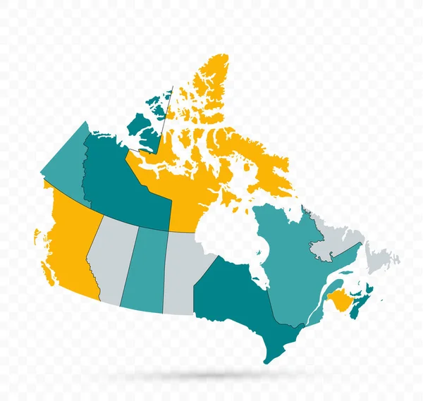 Canadá Mapa Sobre Fundo Transparente Ilustração Vetorial Detalhada — Vetor de Stock