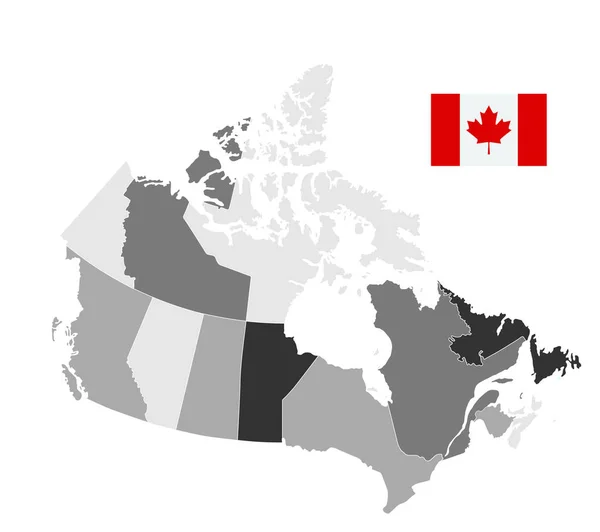 Canada Map White Sin Texto Ilustración Vectorial Regiones Provincias — Vector de stock