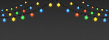 Karmaşık renklerle süslenmiş şenlikli deniz tarağı ışıkları sahneyi aydınlatıyor.