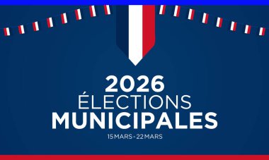 Dikey Fransız Belediye Seçimleri 2026 Poster Vektör Tasarımı