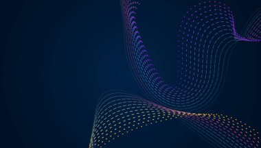 Renkli akışkan parçacık çizgileri fütüristik bir dalga yaratıyor. Veri bilimi, yapay zeka pazarlaması, desteler ve dijital kampanyalar için uygun