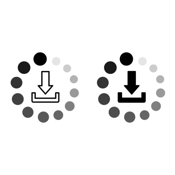 Downloading Icons. Black and White Vector Illustrations. Download Process. Retrieving Data from a Remote System. Download Concept