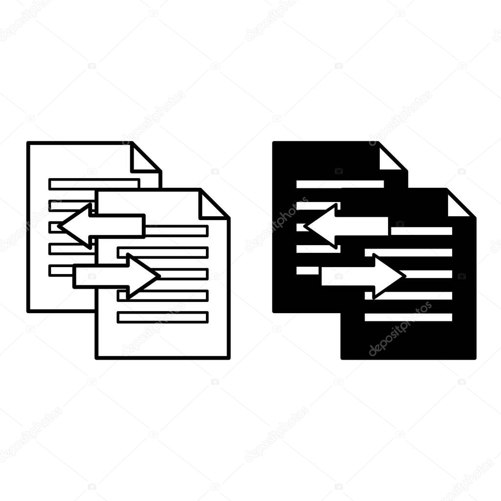 Transfer Icons. Black and White Vector Illustrations. Moving Files from One Location to Another. Download Concept