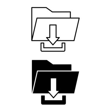 Downloaded Icons. Black and White Vector Illustrations. Saving Files to a Folder. Download Concept