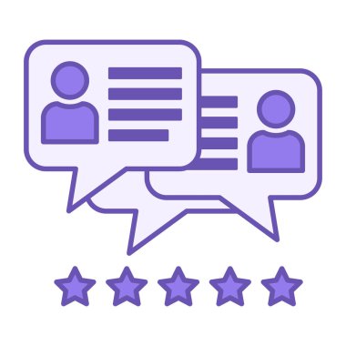 Colored Reviews Icon. Vector Illustration. Speech Bubbles, Comments from Followers. Rating, Analysis, and Description of Content on Social Media. Feedback Concept