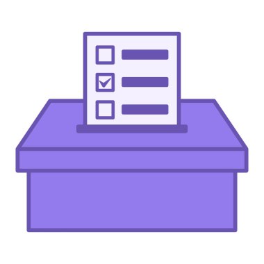 Renkli Balo Simgesi. Vektör çizimi. Bir seçmene, adayına oy vermesi için verilen bir belge. Seçim konsepti