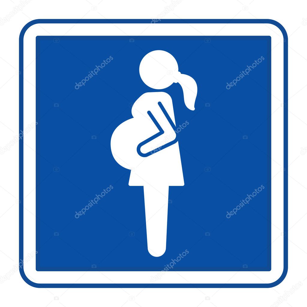 Blue Obstetrics and Gynecology Sign. Vector Icon. Pregnant Woman, Reproductive Health. Hospital Department Sig