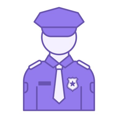 Siyahi Polis Simgesi. Vektör İllüstrasyonu. Polis üniformalı ve yüzbaşı. Devlet Güvenlik Ajansı