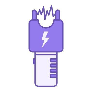 Renkli şok tabancası simgesi. Vektör İllüstrasyonu. Güvenlik Aracı. Cihaz. Polis Kavramı