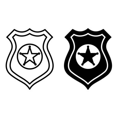Polis rozeti simgeleri. Siyah ve Beyaz Vektör Resimleri. Emniyet Teşkilatı rozeti. Polis Kavramı