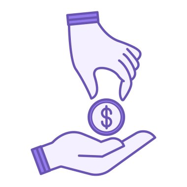 Renkli İade Simgesi. Vektör İllüstrasyonu. Geri Dönen Para. İnsan Elleri ve Dolar Parası. Ödeme Kavramı