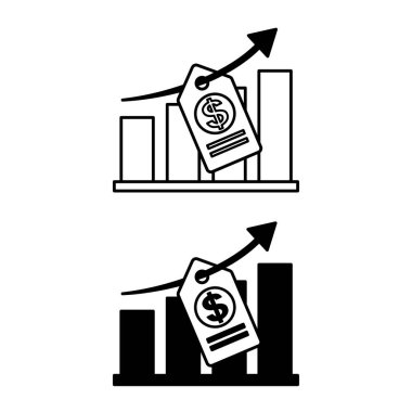 Simgeleri Artır Fiyatı. Line ve Glyph Vektör Simgeleri. Çizelge, Yukarı Ok ve Dolar İşaretli Fiyat Etiketi. Malların ya da hizmetlerin fiyatını arttırıyorum. Fiyat Kavramı