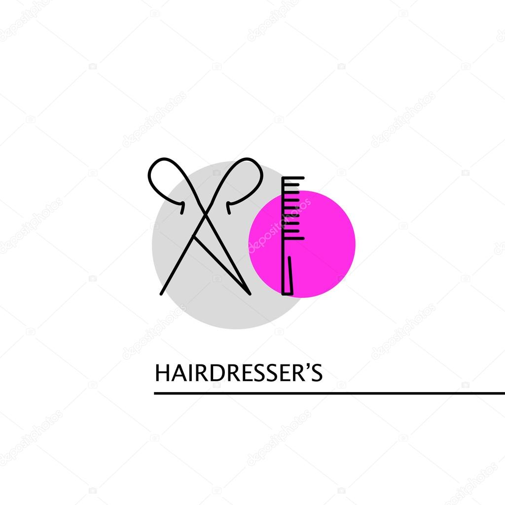 Vector hairdresser's logo isolated on white background. Artistic design insignia, symbol, label, icon. Simple flat logo hairdresser's, beauty salon, banner, flyer, magazine, card, barbershop.