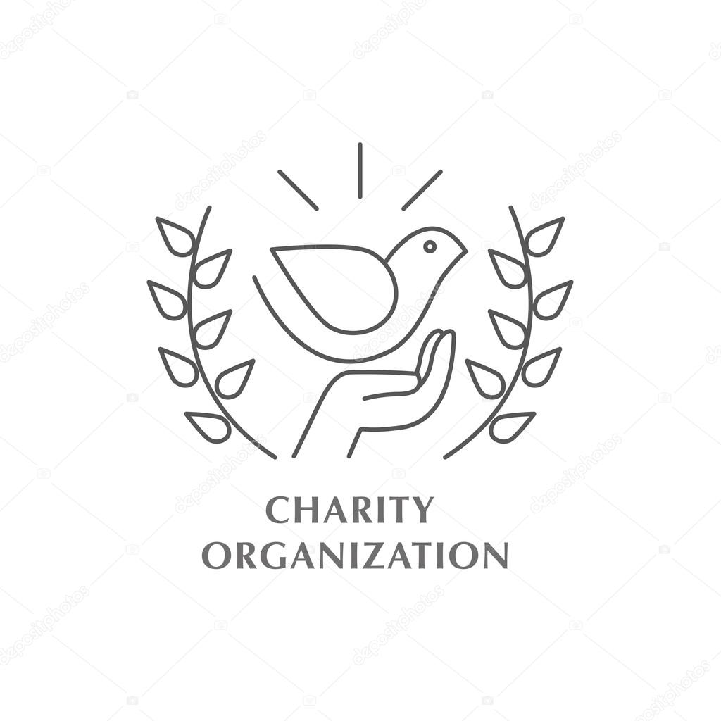 Vector charity organization logo isolated on white background. Artistic simple design concept. Flat logo for charity organization, orphanage, children home, assistance to children, clinic.