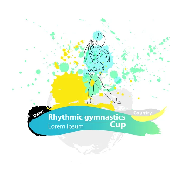 Vector művészi ritmikus Gymnastic labdát vázlat banner. — Stock Vector