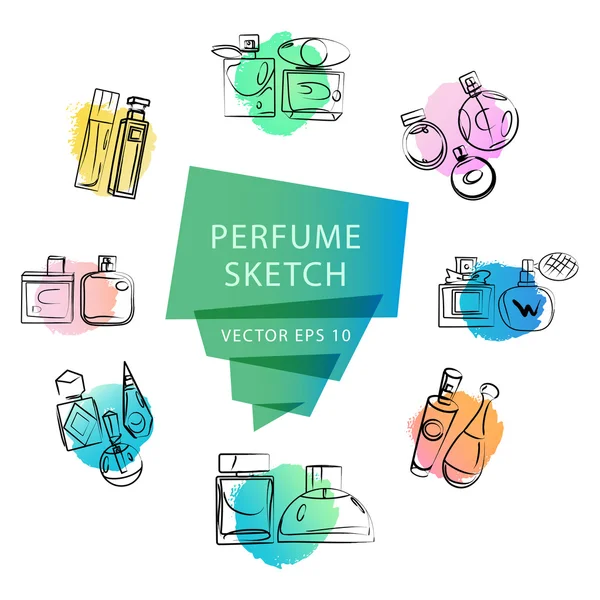 Vector artistic perfume sketch isolated on white background. — Stock Vector