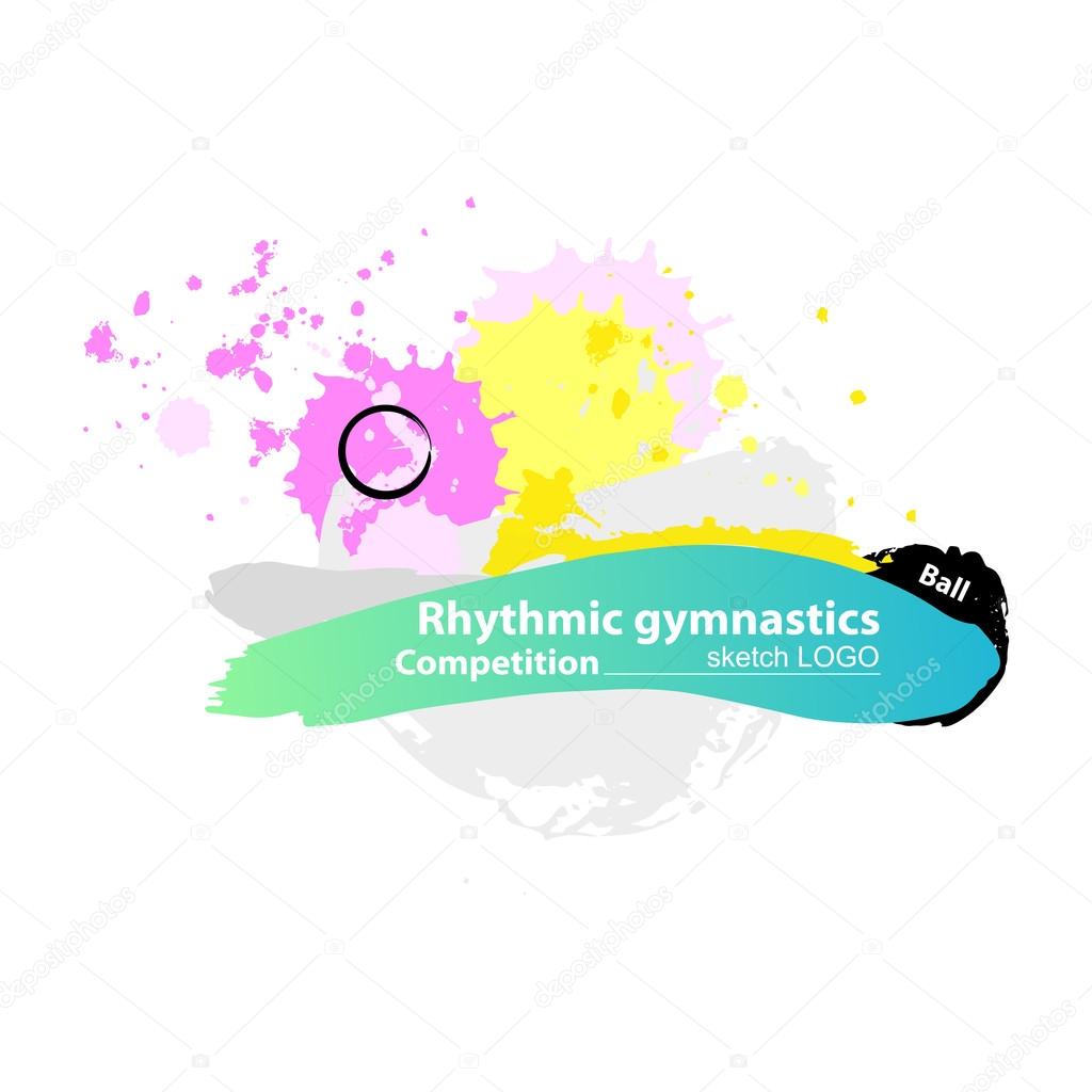 Vector artistic RG sport's inventory sketch template. Hand drawn brush stroke paint drops, spot, sketching for graphic design, poster, banner, flayer, billboard, placard, card, competition. Art grange style illustration.
