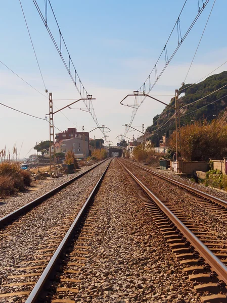 train tracks next to the sea in Maresme, Catalonia