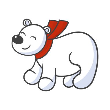 Kırmızı eşarplı beyaz kutup ayısı.