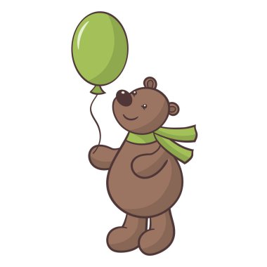 Beyaz arka planda balonlu atkı takmış şirin bir çizgi film karakteri.