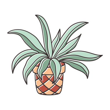 Saklı ev bitkisi, vektör çizimi, beyaz arkaplanda izole et