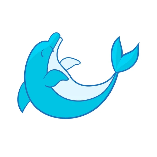 Bonito Desenho Animado Golfinho Azul Isolado Fundo Branco Ilustração Vetorial —  Vetores de Stock