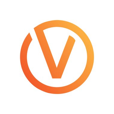 V harfi logo tasarım şablonu elementleri