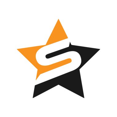 yıldız harfi ilk logo tasarımı vektör çizimi