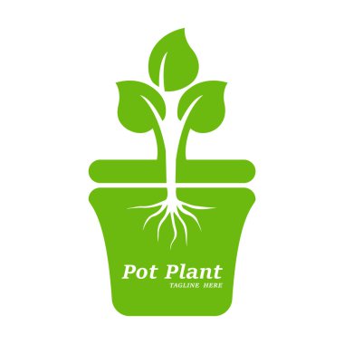 Saksıda bitki var. vektör illüstrasyonu.