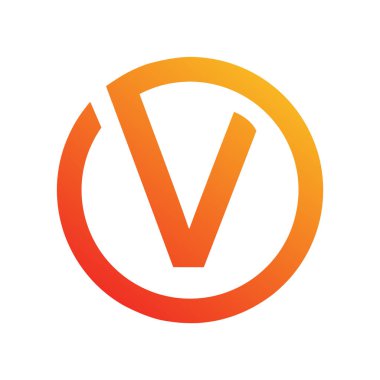 V harfi logo tasarım şablonu elementleri